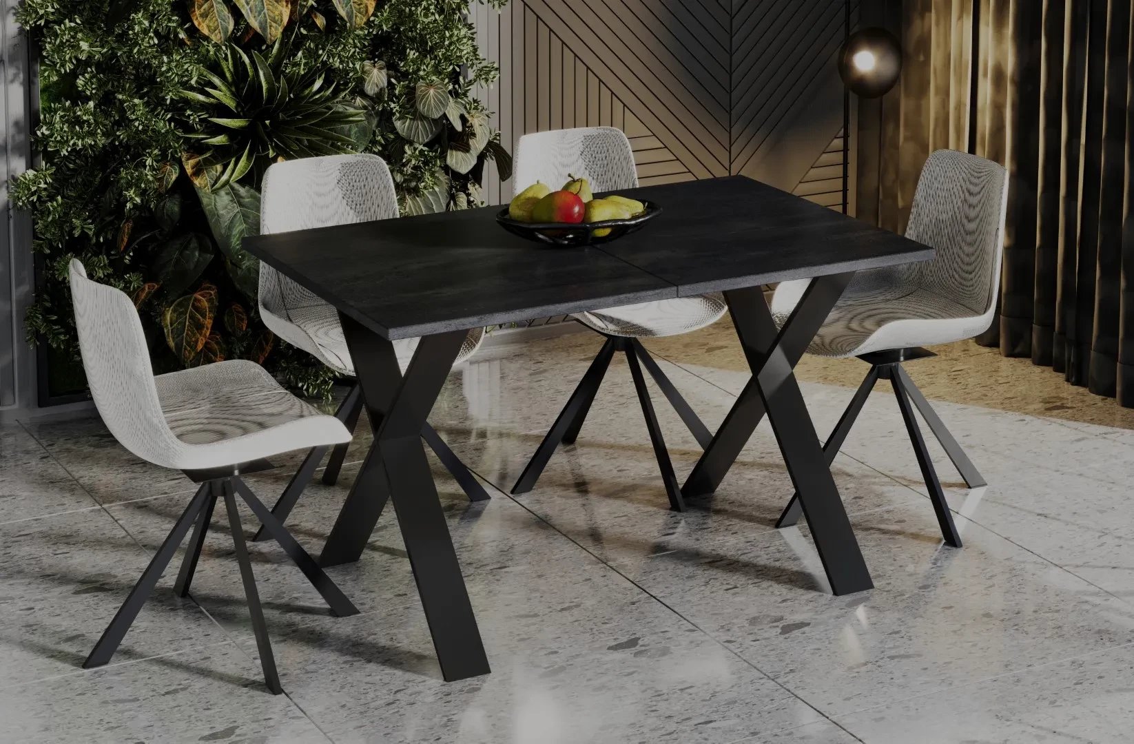 Stół rozkładany X 130(210)x80 beton ciemny ENDO