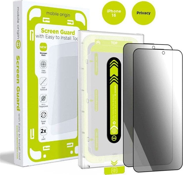 Mobile Origin Screen Guard Privacy with easy applicator, 2 pack - iPhone 16 Pro