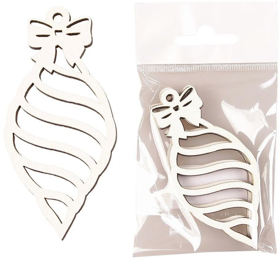 Bombka drewniana Sopel biała 3szt