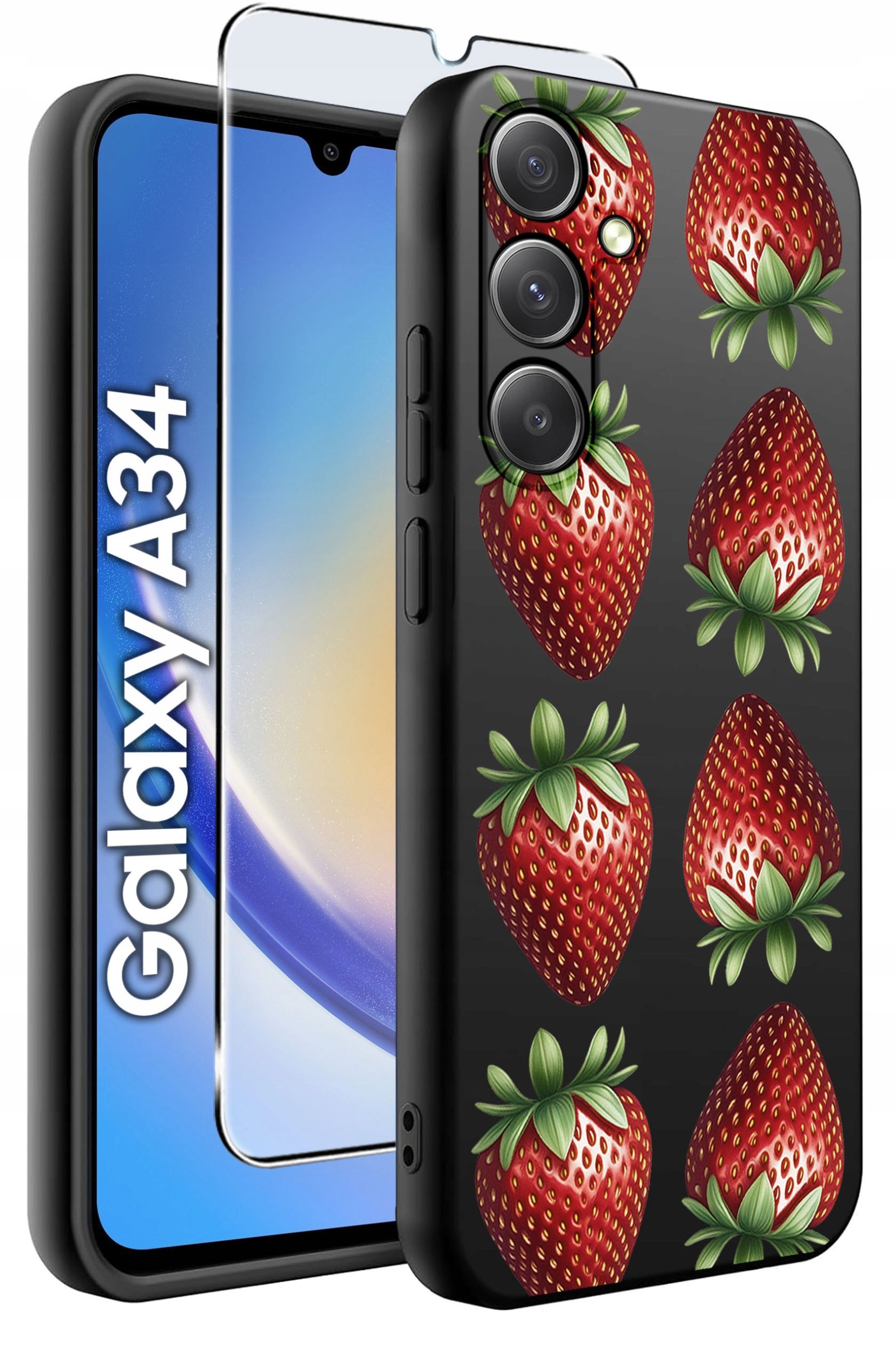 ETUI do Samsung A34 5G WZORY | SILIKONOWE MATT CASE + SZKŁO 9H