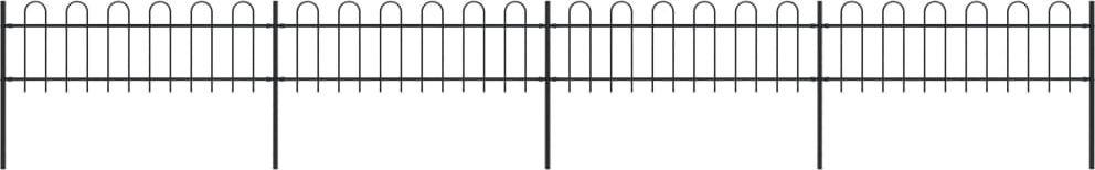 vidaXL Ogrodzenie z zaokrąglonymi końcami, stalowe, 6,8x0,6 m, czarne