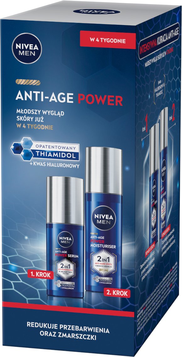 Zestaw NIVEA MEN Anti-Age Power Krem nawilżający SPF 30 50 ml i Serum przeciw przebarwieniom 30 ml