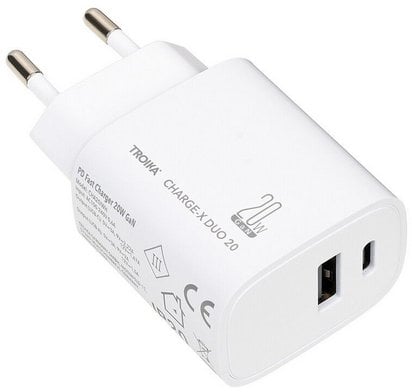 TROIKA CHA20/WH ładowarka do urządzeń przenośnych Smartfon, Tablet Biały Prąd przemienny Szybkie ładowanie Wewnętrzna