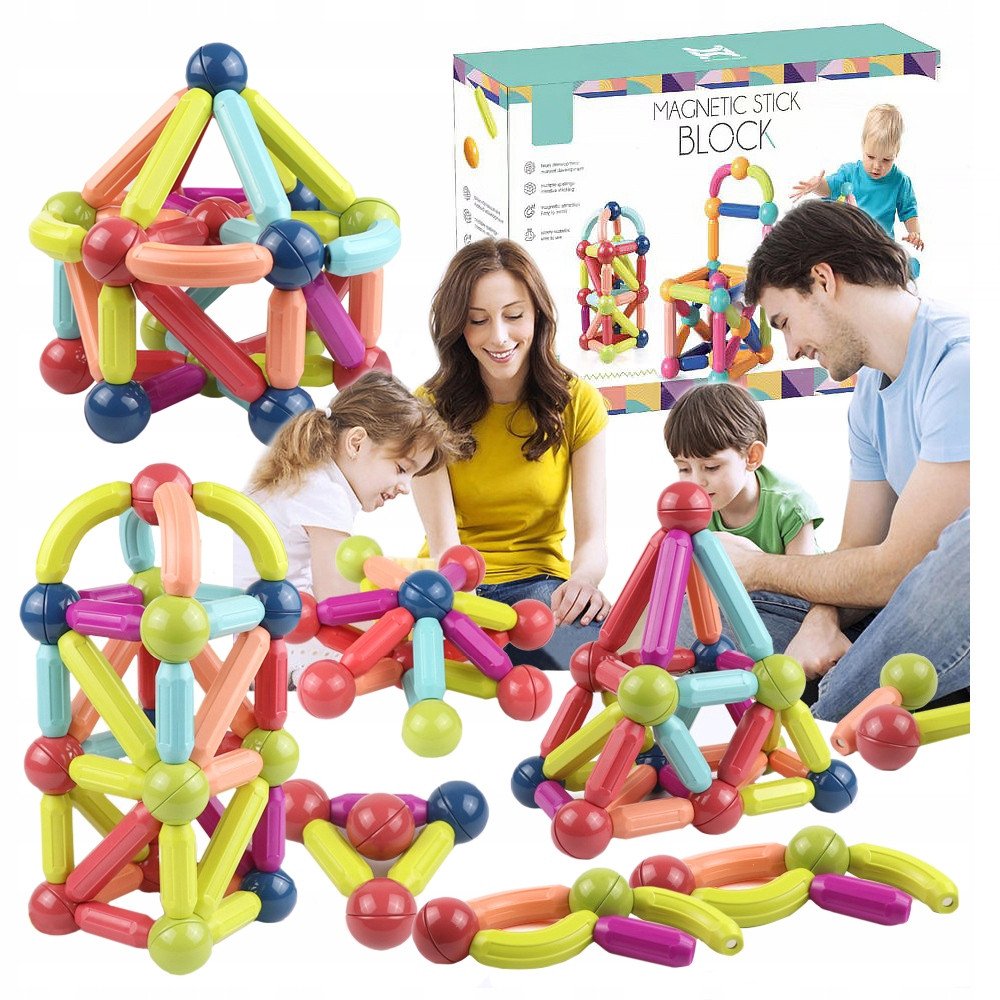 Edukacyjne Duże Klocki Magnetyczne Konstrukcyjne