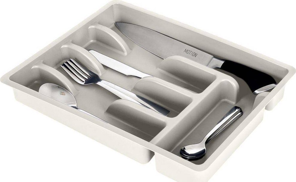Vilde Organizer na sztućce przybory wkład do szuflady popielaty 5 przegródek 36x25,5x6 cm