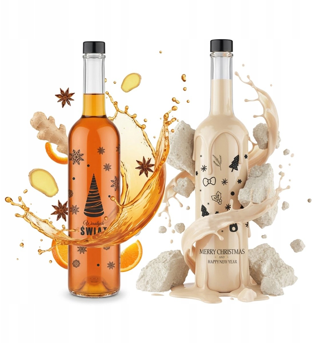 Butelka ŚWIĄTECZNA FUTURA GPI 500ml Z NADRUKIEM ŚWIĘTA na bimber nalewki