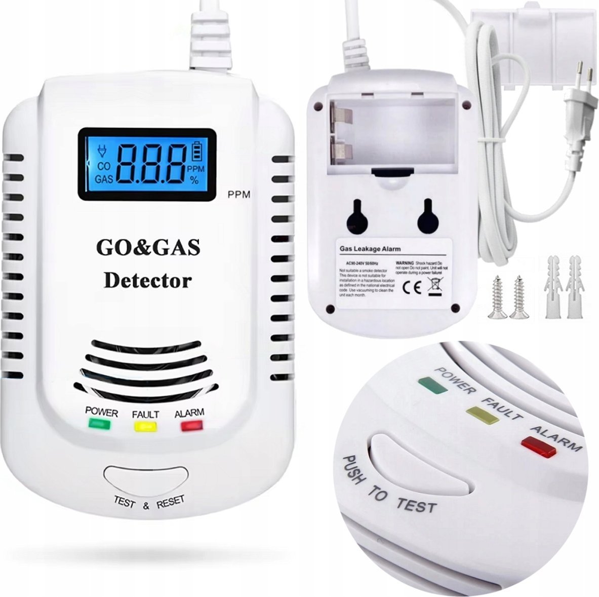 CZUJNIK GAZÓW WYBUCHOWYCH DETEKTOR LPG LNG METAN PROPAN BUTAN ALARM LCD CE