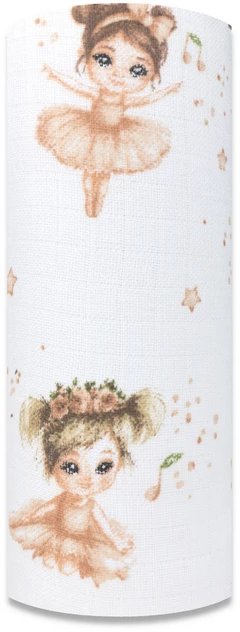 Pielucha tetra druk 70/80 Słodkie baletnice beżowe tło 1 szt. 9675