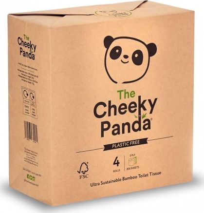 Cheeky Panda Papier toaletowy bambusowy trzywarstwowy 4 rolki w papierze - Cheeky Panda