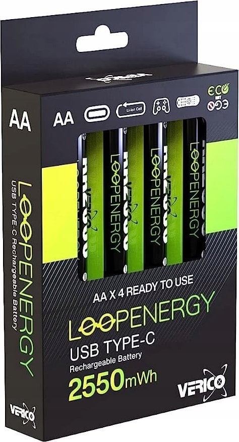 Verico LoopEnergy Li-Ion akumulator AA2550, USB-C, opakowanie 4 szt. retail