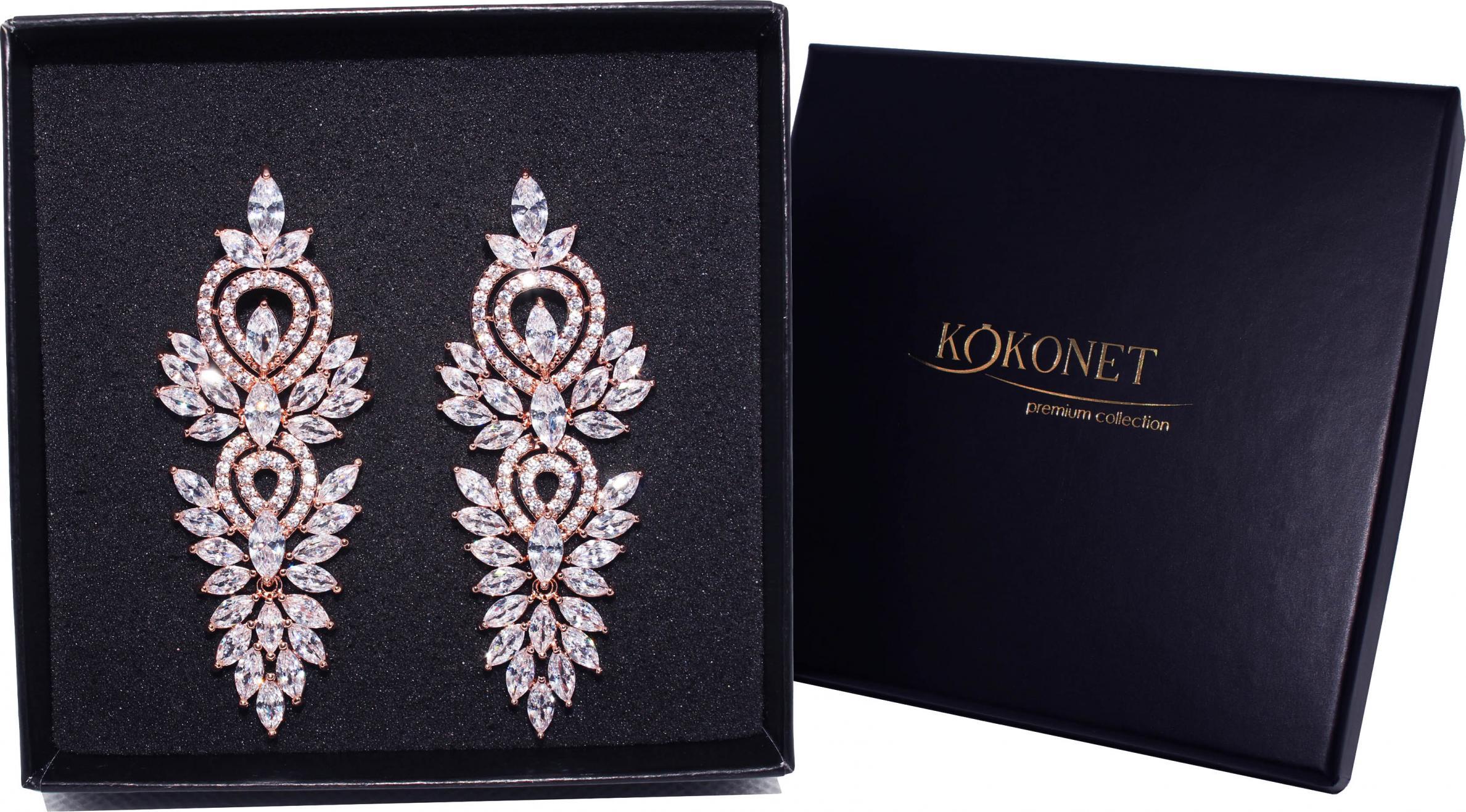 KOKONET KOLCZYKI różowe złoto DUŻE xxl JAKOŚĆ długie wow