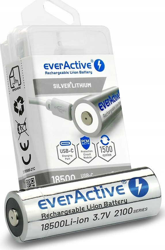 EverActive Akumulator 18500 3,7V Li-ion 2100 mAh USB-C