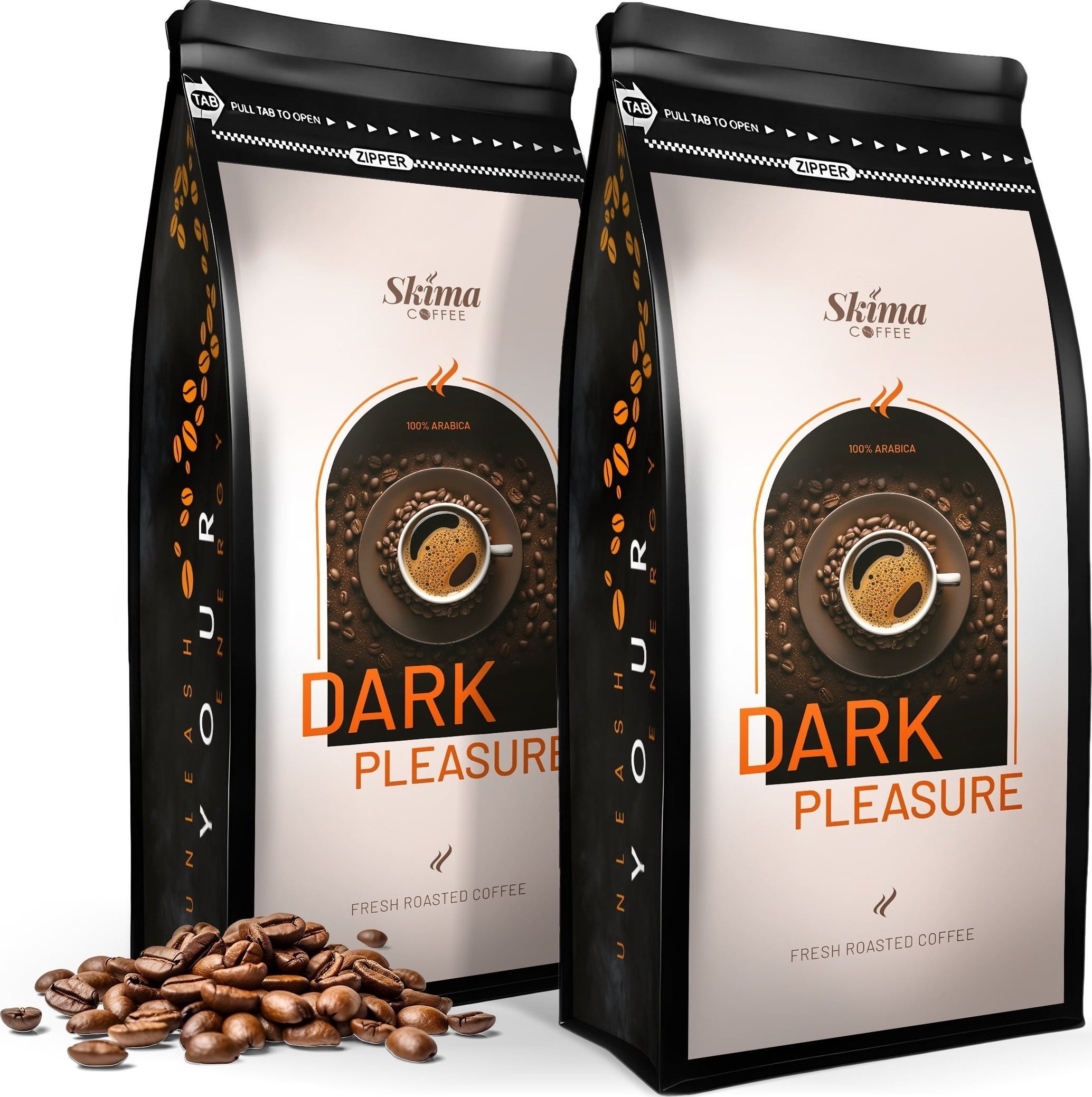 Zestaw Kawa ziarnista 1kgX2 DARK PLEASURE 100% ARABICA Świeżo Palona do ekspresu + GRATIS