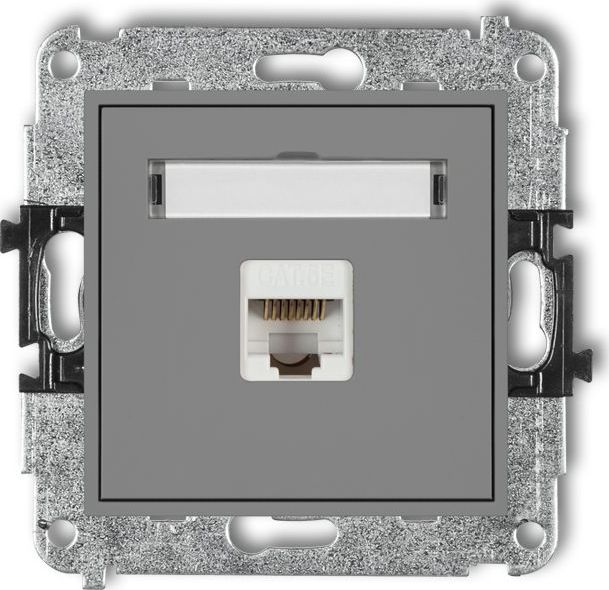 Karlik MINI Gniazdo komputerowe pojedyncze 1xRJ45 kat. 5e 8-stykowy szary mat 27MGK-1