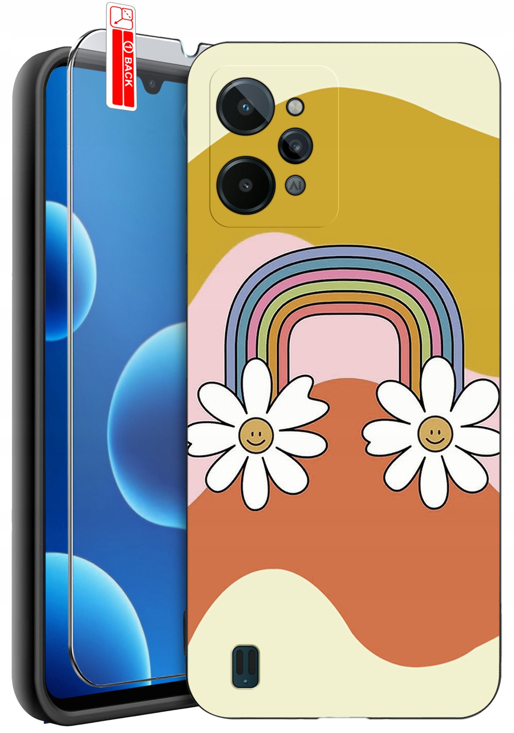 ETUI do Realme C31| WZORY | SILIKONOWE MATT CASE + SZKŁO 9H