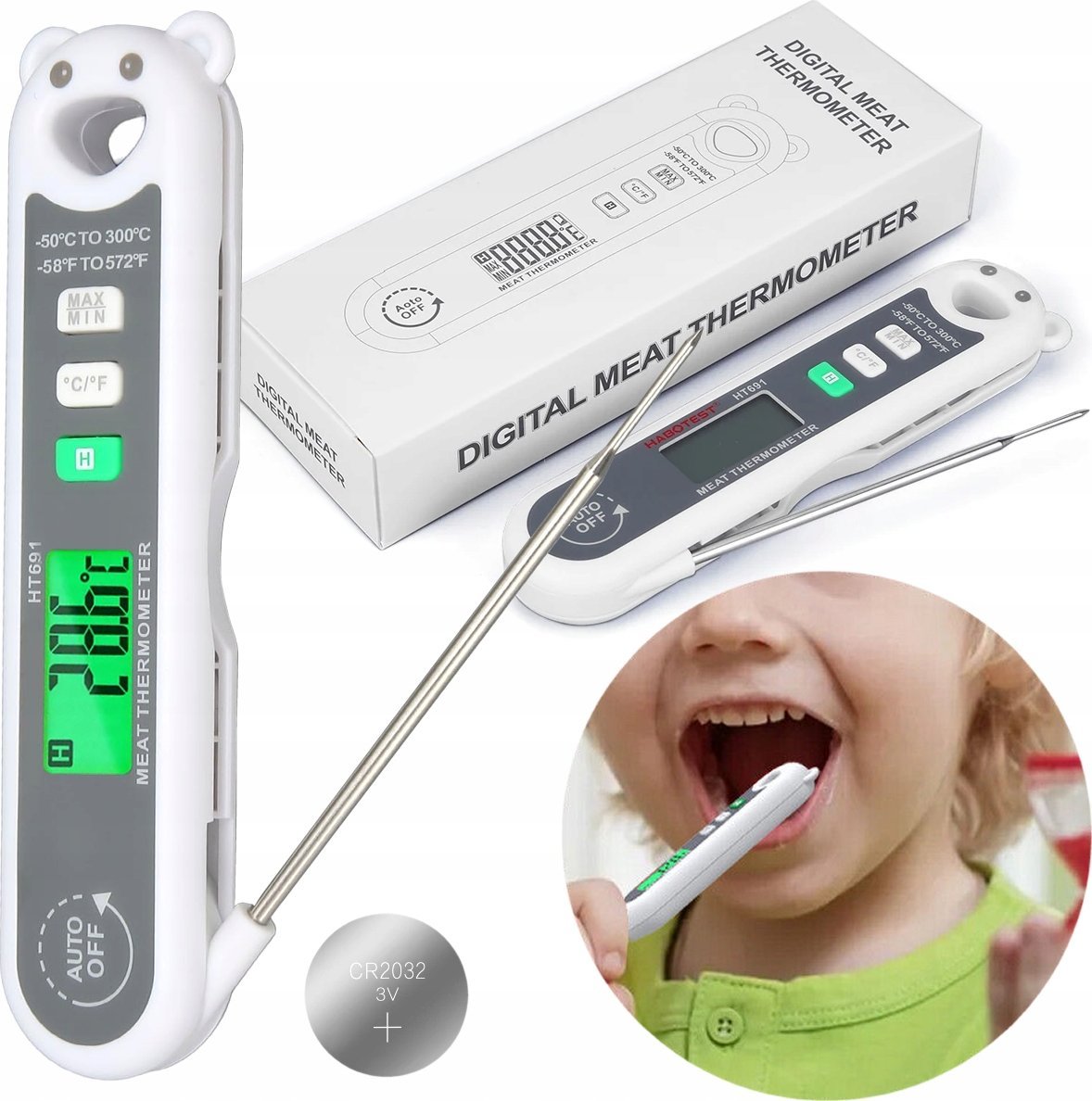 TERMOMETR KUCHENNY CYFROWY DO ŻYWNOŚCI MIĘSA GOTOWANIA REGULOWANY-50 +300C