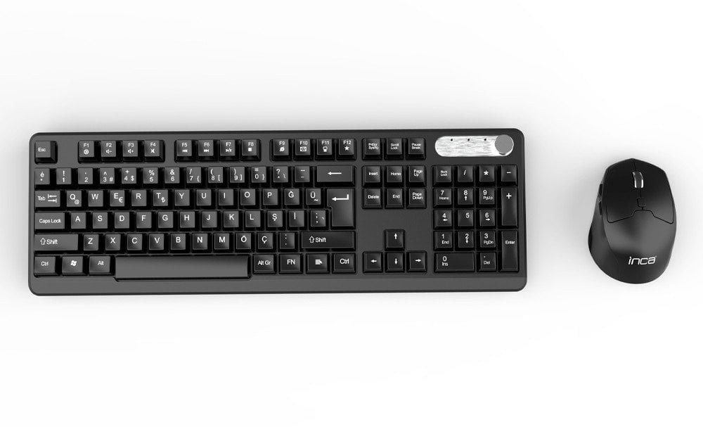 Klawiatura + mysz Inca INCA Tastatur IWS-549U Wireless Set, Büro Design, Akku, SW retail