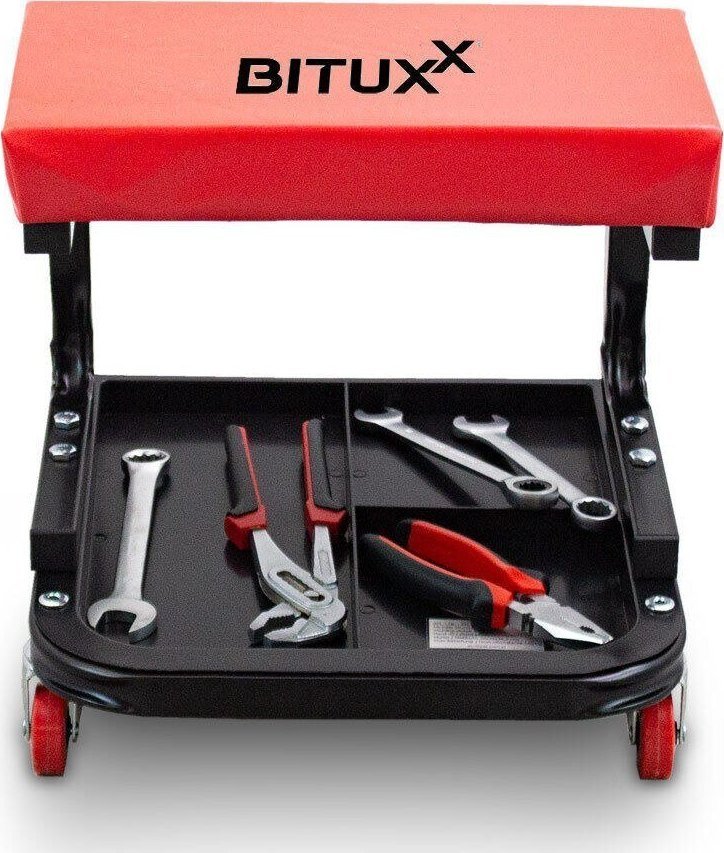 Bituxx Taboret warsztatowy do garażu na kółkach hoker z dolną półką krzesło