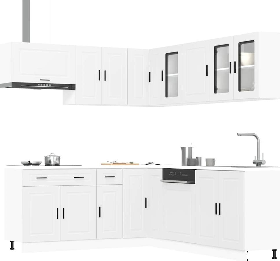 VidaXL Zestaw szafek kuchennych, Porto, 11-częściowy, biała