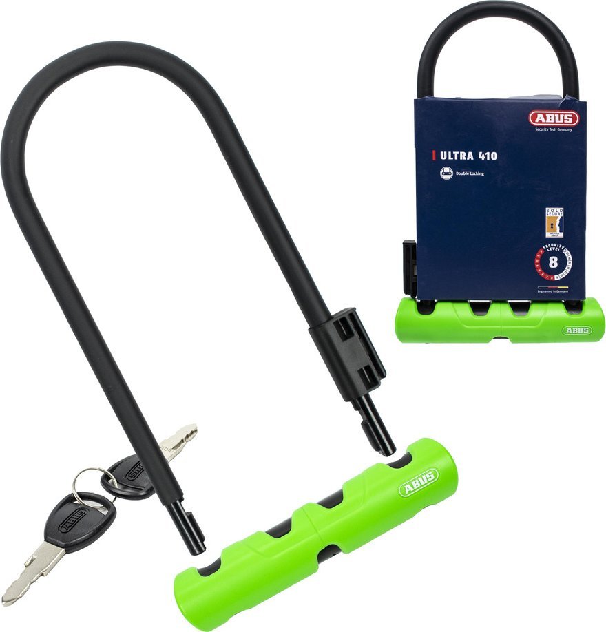 U-Lock Abus Ultra 410, czarno zielony, 230 x 105 mm x 14 mm