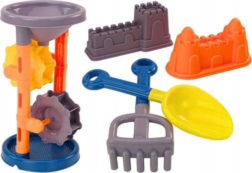 LeanToys Zestaw Do Piasku Młynek Łopatka Grabki Foremki Pomarańczowy