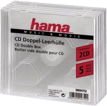 Hama Pudełko Na Płyty CD/DVD, Podwójne, 5 szt. , Przezroczysty (44752)