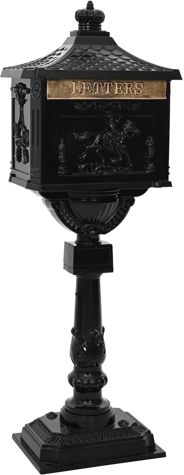 vidaXL Stojąca skrzynka na listy Z blokadą Czarny 42,5 x 29,5 x 117 cm