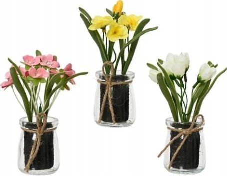 Kaemingk Bukiet sztucznych kwiatów ozdobnych w szkle 1 szt 16x5,5 cm