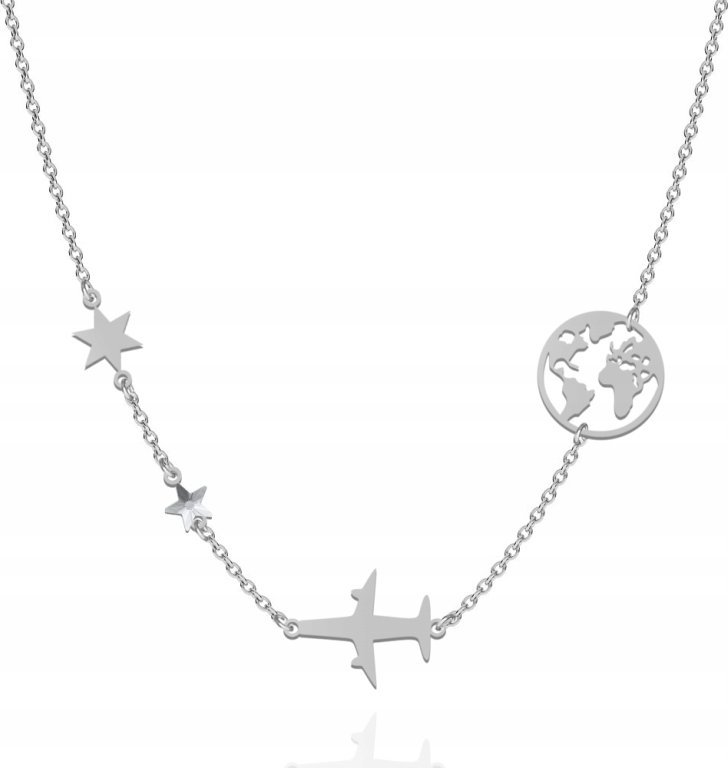 Radziszewska Jewellery Srebrny Naszyjnik ŚWIAT SAMOLOT GWIAZDY
