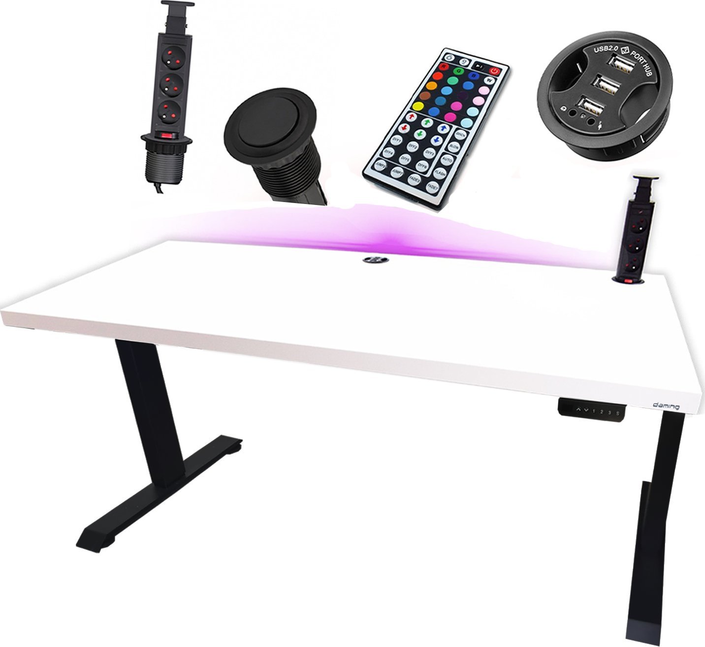 BIURKO ELEKTRYCZNE STABILNE REGULOWANE LED LOFTOWE METALOWE PRODUCENT