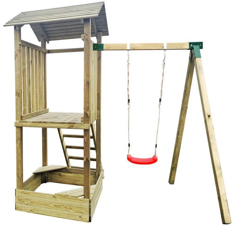 Wieża Hektor z Daszkiem i Piaskownicą + Huśtawka Pojedyncza
