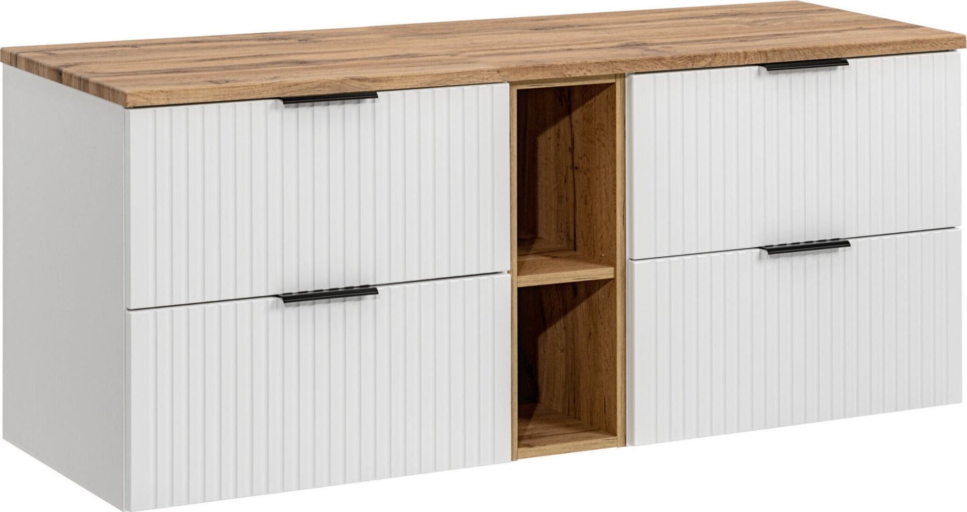 Comad Szafka nastawna z blatem i regałem, Adel, 140x46x57 cm, biały, dąb wotan, mat