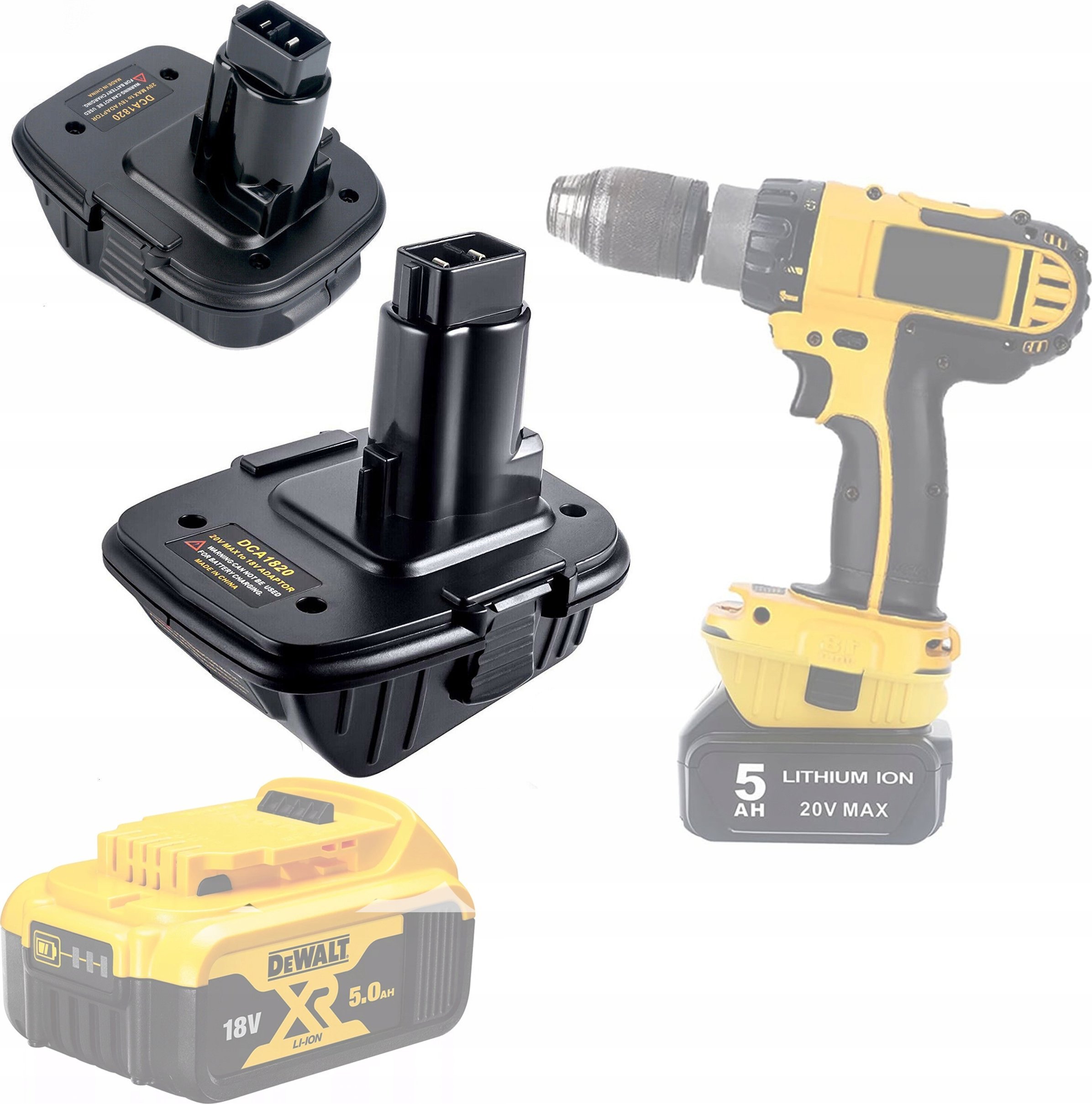 Rosfix ADAPTER PRZEJSCIÓWKA AKUMULATORA DEWALT 18V 20V NA STARY TYP DEWALT DC9096