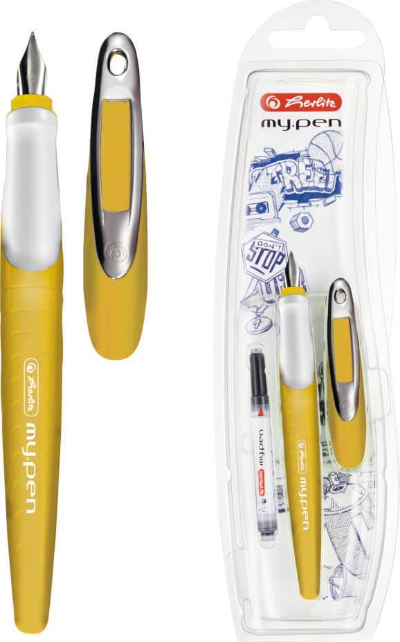 Herlitz Pióro wieczne My.Pen M musztardowe/białe