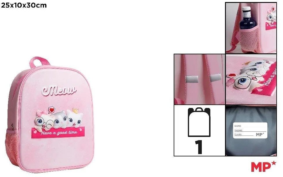 Plecak jednokomorowy Kotki różowy 25x10x30cm