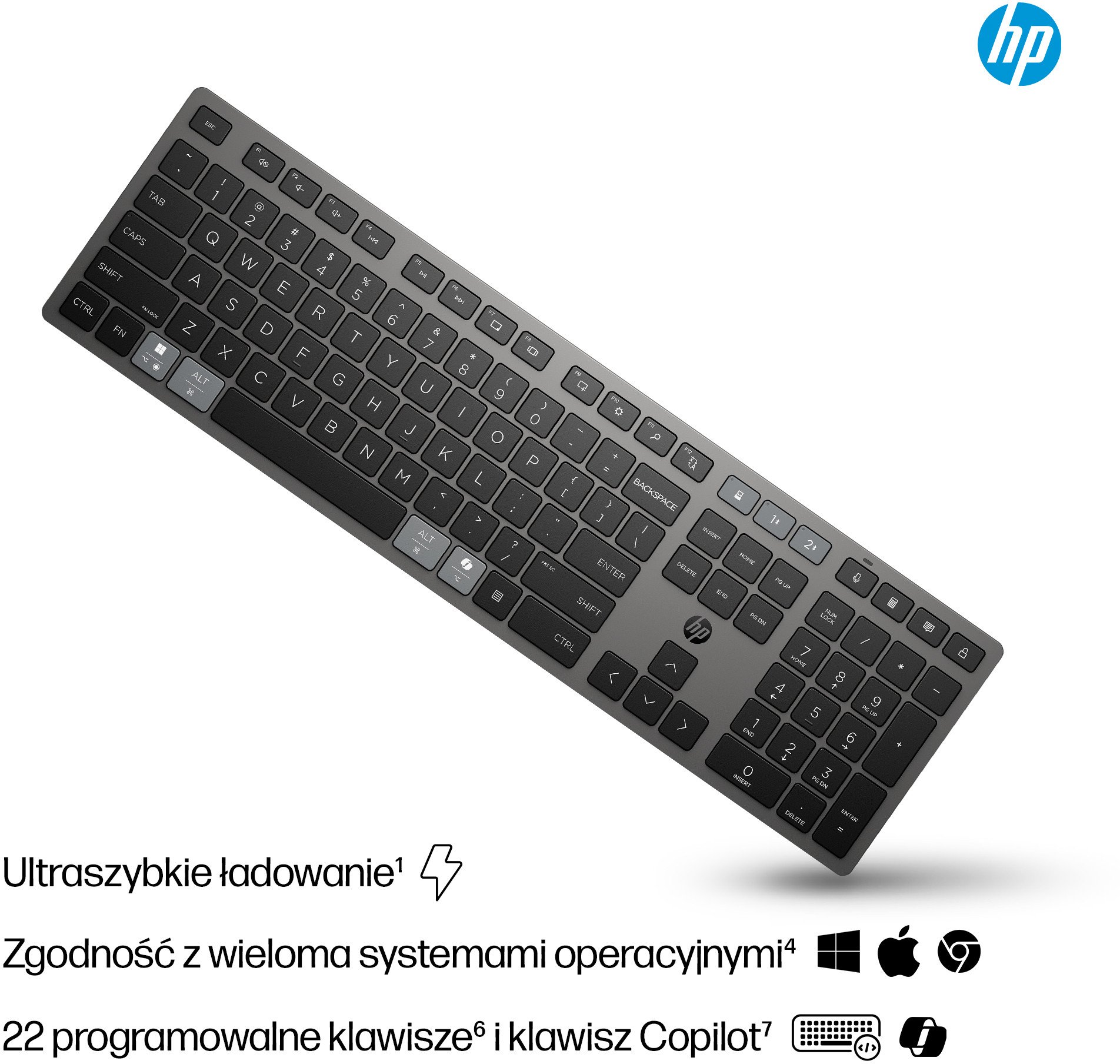 HP 720 Dual-Mode Rechargeable Wireless Keyboard-GR (P)