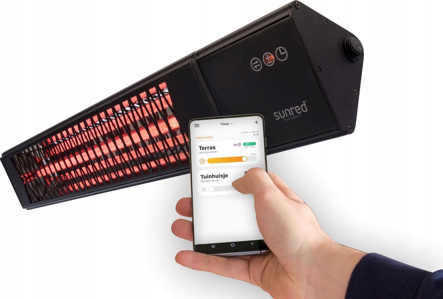 Sunred SUNRED | Heater | PRO25W-SMART, Triangle Dark Smart Wall | Infrared | 2500 W | Number of power levels | Suitable for rooms up to m² | Black | I