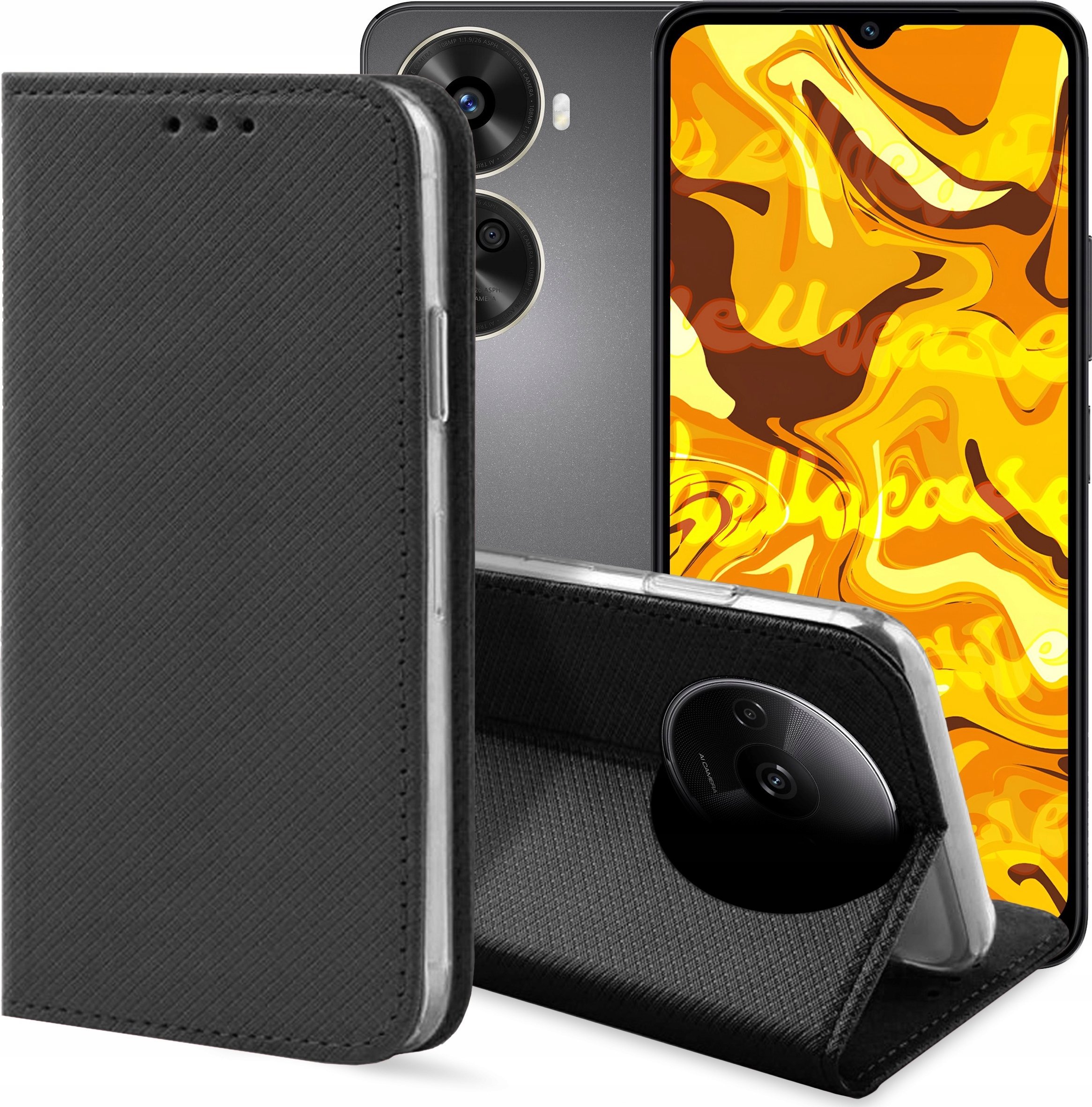 Hello Case ETUI Z KLAPKĄ DO XIAOMI REDMI A3 4G CZARNE ZAMYKANE MAGNETYCZNE KABURA