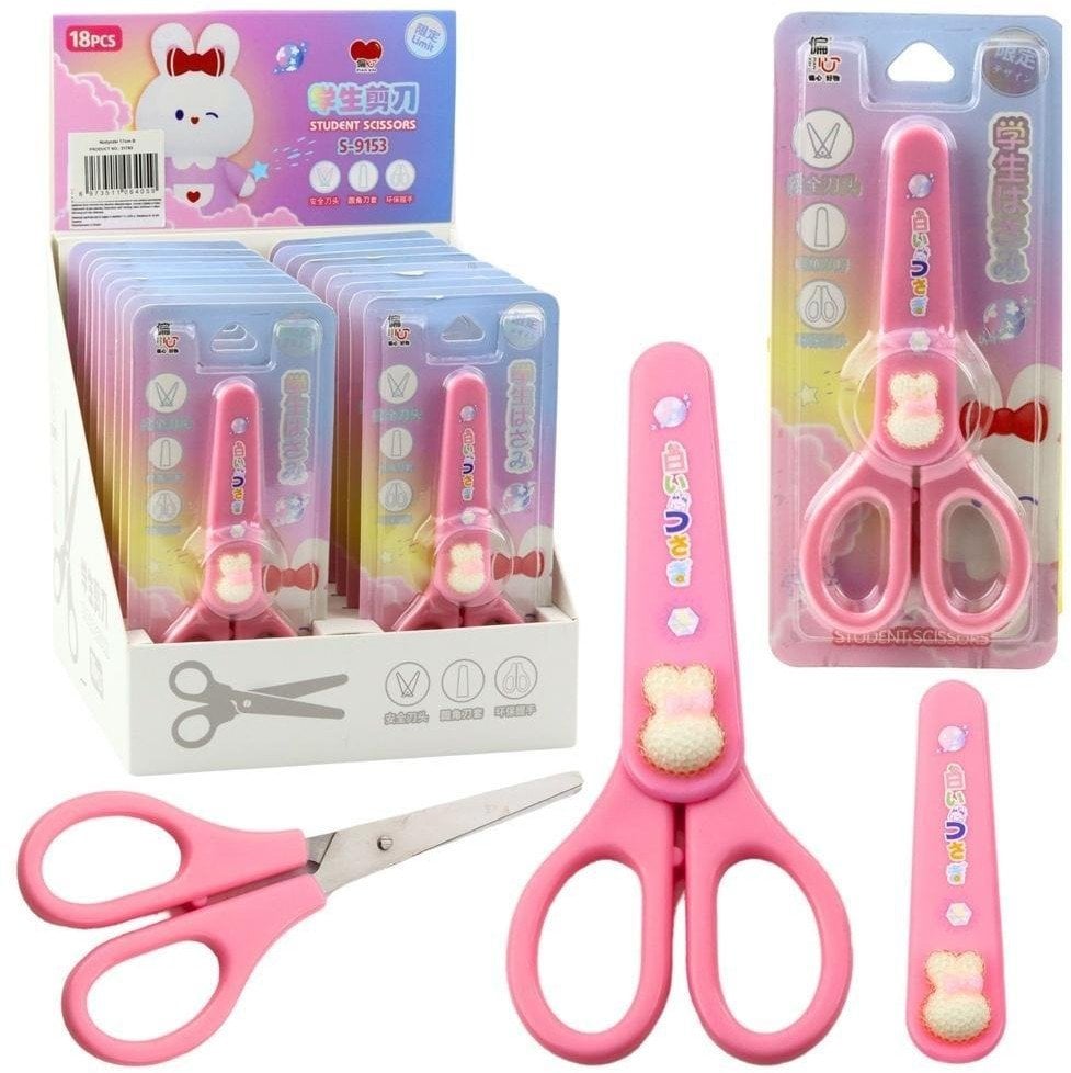 Nożyczki zzkolne z osłonką biały zajączek 14cm