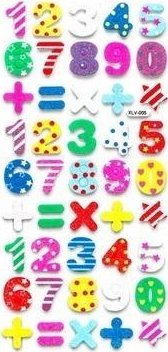 FANDY Naklejki piankowe brokatowe Cyfry 45szt