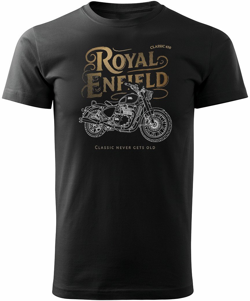Koszulka motocyklowa z motocyklem na motor Royal Enfield Classic 650 Legend męska czarna XXL