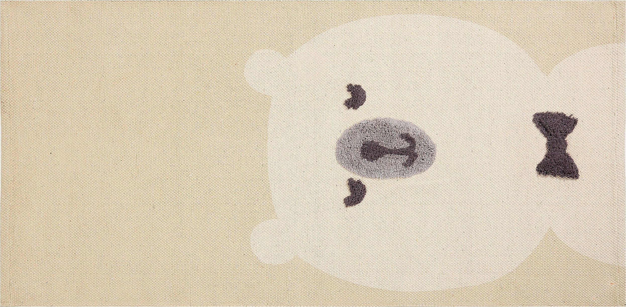 Beliani Dywan dziecięcy bawełniany motyw niedźwiedzia 80 x 150 cm beżowy SIMAU