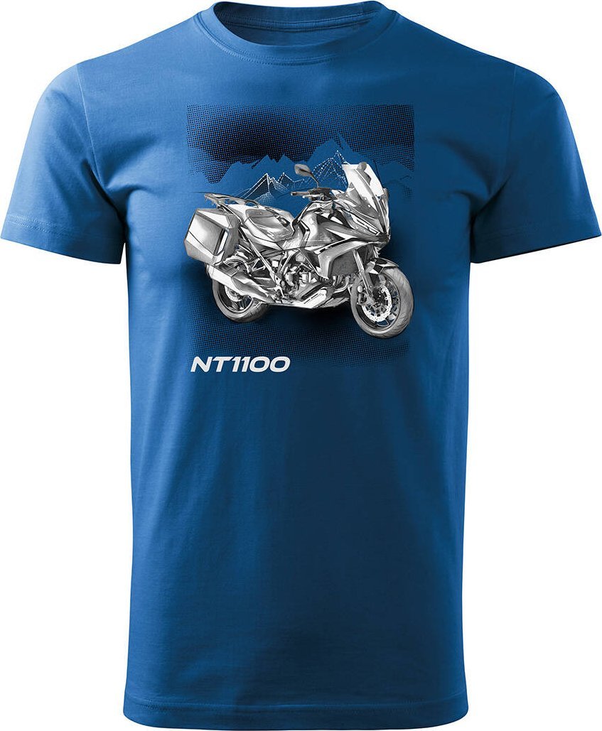 Topslang Koszulka z motocyklem na motor Honda NT 1100 męska niebieska REGULAR S