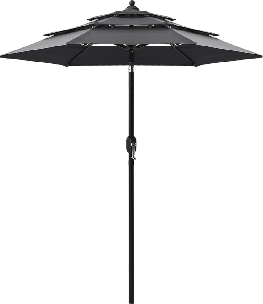 vidaXL 3-poziomowy parasol na aluminiowym słupku, antracytowy, 2 m
