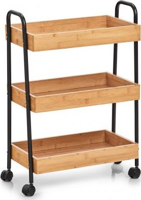 Zeller Wózek boczny, bambus / metal, czarny, 50x28x70 cm