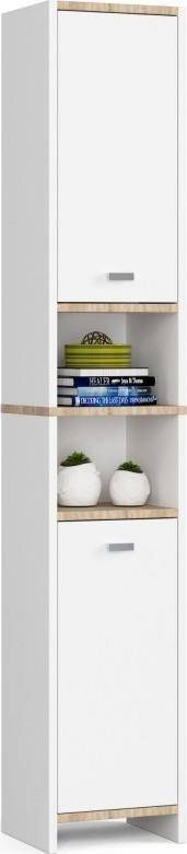 Fabryka Mebli Akord Regał łazienkowy Beti - Biały - 2 drzwi 2 wnęki