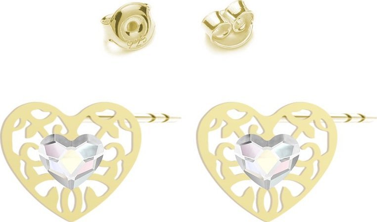 Radziszewska Jewellery Kolczyki z Sercem Ażurowym srebro pozłacane