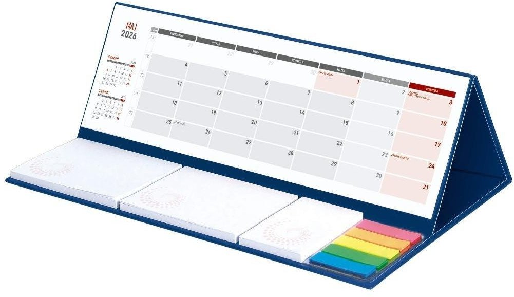 Kalendarz 2026 z notesem granat