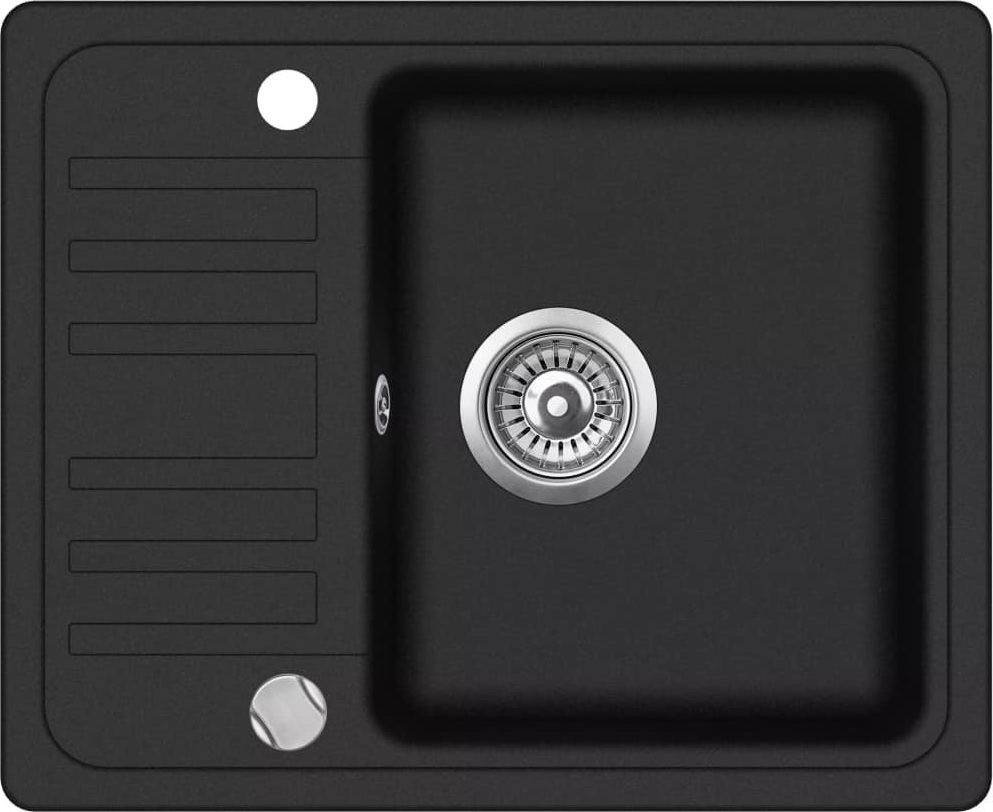 Zlewozmywak vidaXL Granitowy jednokomorowy, czarny