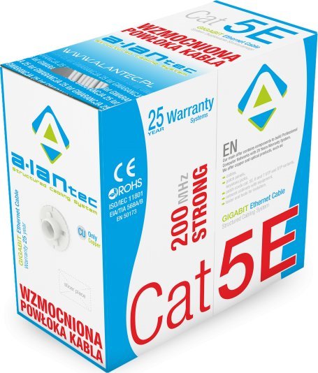 Alantec Kabel U/UTP kat.5e PVC 4PR Eca 305m STRONG - 25 lat gwarancji, badanie jakości laboratorium (KIU5STR305)